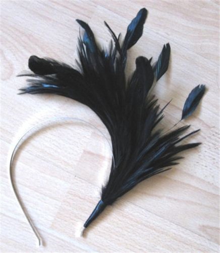 Black feather headband - black,
