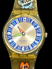 VTG Swatch Swiss 2002 Wouaf! multicolor Dogs GK389 watch READ