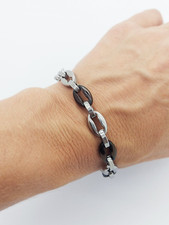 MEN'S BRACELET  BARREL CHAIN STAINLESS STEEL SILVER&BLACK  MEN'S WOMEN'S