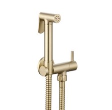 Annan Brushed Brass Douche Spray And Isolator Valve Round,Hose & Wall Outlet