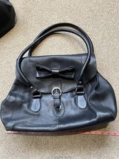 ?ANTONI & ALISON BLACK LEATHER BOW FRONT FLAP LARGE STYLISH LADIES HANDBAG VVGC