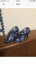 Extremely Rare Vintage Regency Ironstone Porcelain Pair Of Shoes In Blue