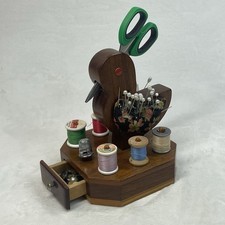 Vintage Wood Bird Sewing Caddy
