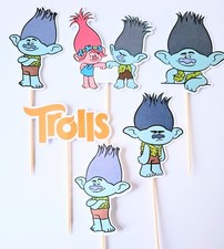 Trolls cupcake toppers X6 