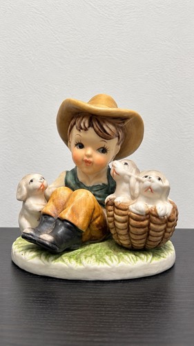 Vintage cowboy boy with - with, dogs