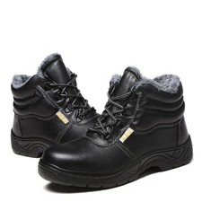 MENS WOMENS SAFETY TRAINERS STEEL TOE CAP FUR LINED WINTER WORK BOOTS SHOES SIZE