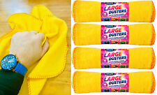 LARGE  YELLOW DUSTERS 100% COTTON CLEANING CLOTHS SOFT POLISHING 30 x 37CM new