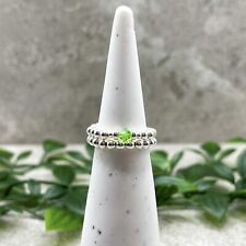 Sterling silver AUGUST birthstone ring green Peridot stretch beaded stacking