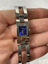 Fossil Ladies Blue Face ES 9454 110303 Bracelet Watch Small Wrist Silver Tone P3