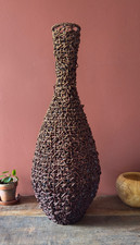 Tall woven floor vase rattan - tall,