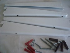 ~ SPUR UK ~ 4 x 270mm SUPPORT SHELVING BRACKETS White + 8 x Screws & Rawlplugs