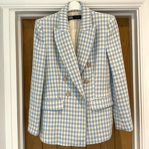 Zara blue check houndstooth - zara,