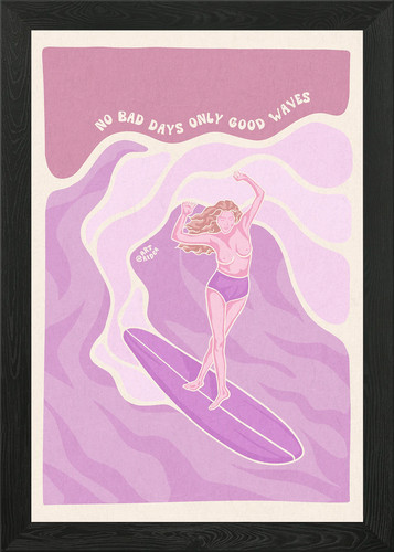 Surfer girl good vibes framed - surfer,