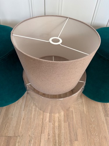 Two drum lampshades - , beige/grey