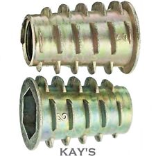M4 M5 M6 M8 M10 THREADED WOOD INSERT NUTS HEX DRIVE SCREW FIXINGS TYPE D