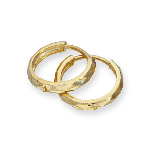 9ct gold faceted huggie hoops - faceted,