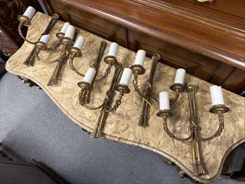 Set six gilt bronze draped - set, of
