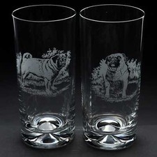 Pug Dog Highball Glass - Hand Etched/Engraved Gift