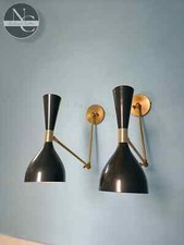 Wall Sconce Black Pair 1950's