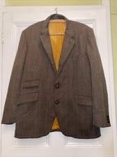 Vintage John G Hardy Check Tweed Jacket 42R Brown Orange Pure Wool Made England