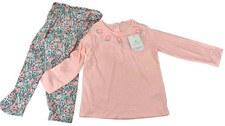 NEXT Baby Girls Long Sleeve Pink Top & Floral Leggings 2 Piece Set 12-18 Months