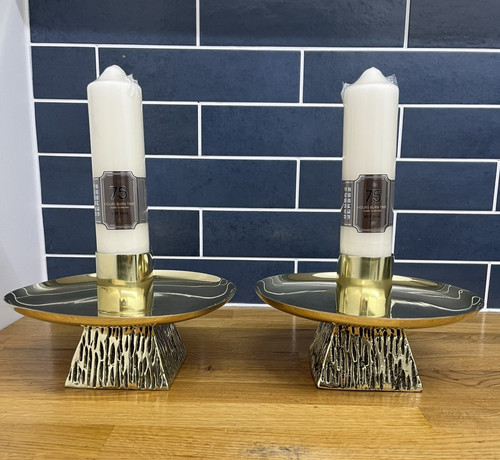 Vintage pair brass church - vintage, of
