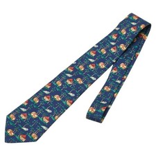Hermes Palm Tree Coconut Tie, Navy, Green, Multicolor, Silk, Men's