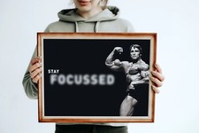 Arnold Schwarzenegger Stay Focussed Quote Poster Bodybuilding Motivation Print