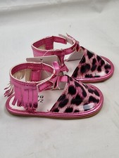 Zara Baby Girl Sandals Pink Fringe & Bow Flat Shoes Size Infant UK 2 EU 19