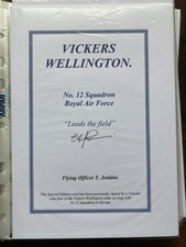 WW2 RAF F/O T Jenkins 12 sqn signed Vickers Wellington Bomber Bookplate