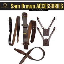 Sam Browne Belt Shoulder Strap Sword Frog Sword Knot Brown Leather Uniform set 3