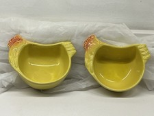 Pair of Vintage French Chicken Shaped individual Deep Pie/Oven Dishes retro 