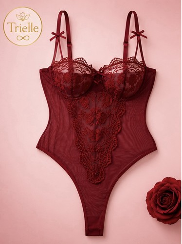 Burgundy lace bodysuit - lace,