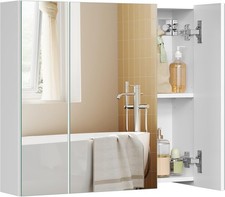 Bathroom Wall Cabinet with Mirror 3 Door Storage Unit Adjustable Shelf Modern