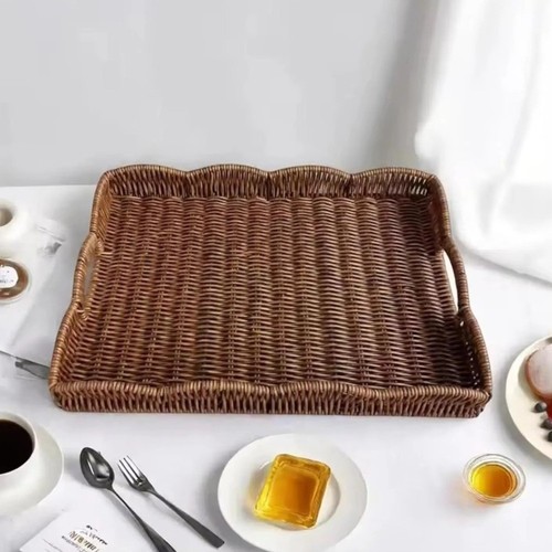 Rectangular woven storage tray - storage,