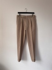 Cerrato (Pommella, Ambrosi) Trousers in Beige Cavalry Twill Wool, 30