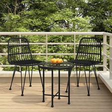 Garden Dining Set Black Steel
