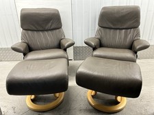 Ekornes Stressless Dream Recliner Olive Leather Chairs & Stools - Medium Size
