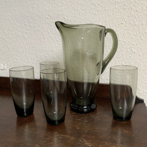 Grey glass pitcher jug with - jug,