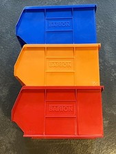 BARTON BINS, STORAGE BOX, PICKING BIN, ORANGE / RED / BLUE, USED - 24X15X12.8mm