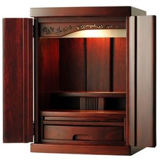 Mini BUTSUDAN Shrine Buddhist Alter Natural Wood W/LED Light JP NEW