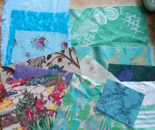 Vintage fabric scraps remnants - vintage,