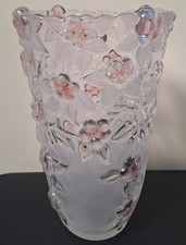 Vintage Mikasa Bella Rosa Pink Raised Roses & Leaves Vase Germany Collectable