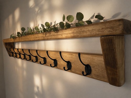 Rustic dark oak coat rack - dark,