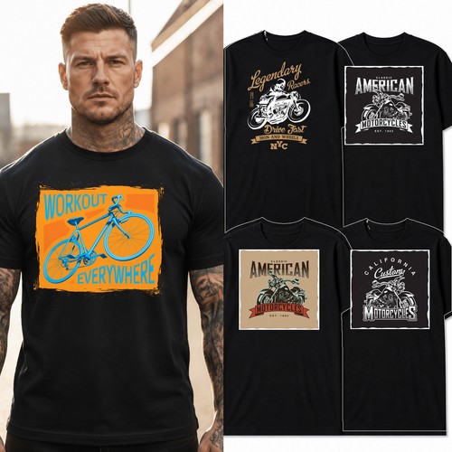 Retro motorbike racing - motorbike, graphic