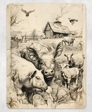 Farm Animals Sketch Metal