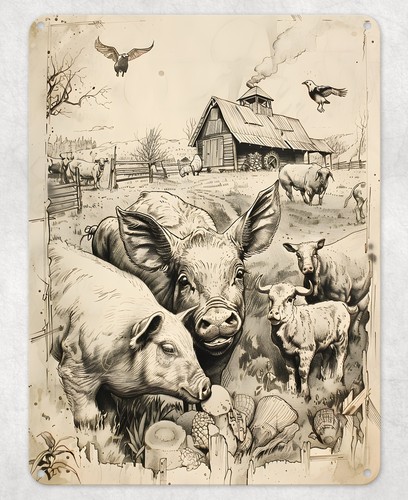 Farm animals sketch - sketch, metal