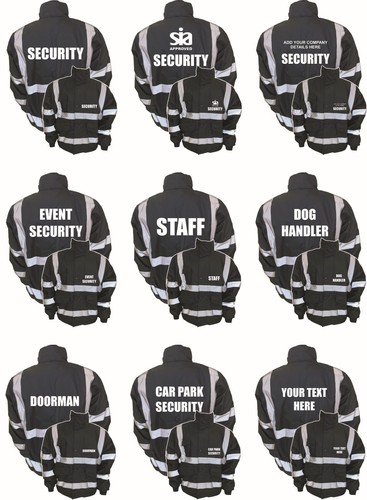 Printed black security bomber - printed,