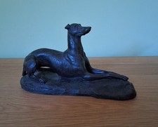 Bronzed resin whippet or