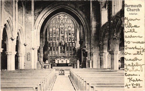 Barmouth church postcard - postcard,